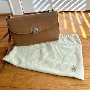 Vintage Mark Cross Crossbody Should Bag with Silver Plated Logo Clasp